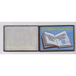 Wholesale customized high-end Retangle Shape Book Design Overlocking Woven Patch