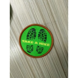 Wholesale customized high-end Footprints Design Round Shape Small Garment Woven Patch