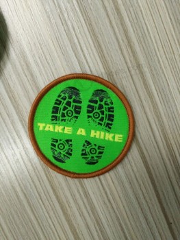 Wholesale customized high-end Footprints Design Round Shape Small Garment Woven Patch