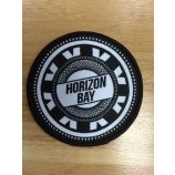 Wholesale customized high-end Round Shape Black Overlocking Woven Badge