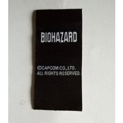 Wholesale customized high-end Black Background White Text Clothing Woven Label