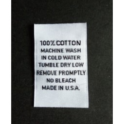Wholesale customized high-end White Background Black Text for Clothing Woven Label
