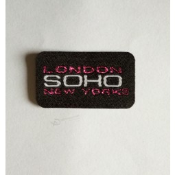 Wholesale customized high-end Purple Metalic Thread with Starching Woven Label