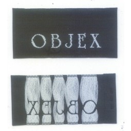 批发定制高-结束塔夫绸质量黑白服装编织标签
