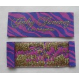 Wholesale customized high-end Taffeta Quality Gold Metalic Thread Text Garment Woven Label