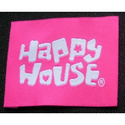 Wholesale customized high-end Taffeta Quality Happy Hourse Design Endfolded Clothing Woven Label