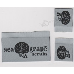 Wholesale customized high-end Taffeta Quality Grey and Black Centre Folded Clothing Woven Label