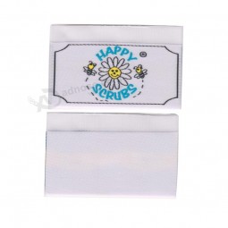 Wholesale customized high-end Taffeta Quality Centred Folded Damask Clothing Woven Label