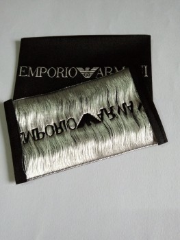 All'ingrosso su misura alta-Etichetta fine tessitura filo d'argento