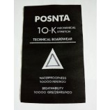 Wholesale customized high-end Taffeta Quality Black Background White Text Garment Woven Label