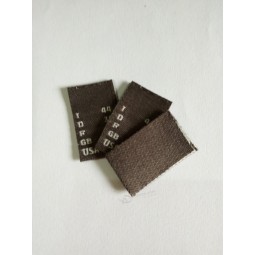 Wholesale customized high-end Taffeta Quality Grey Base White Text Clothing Woven Size Label