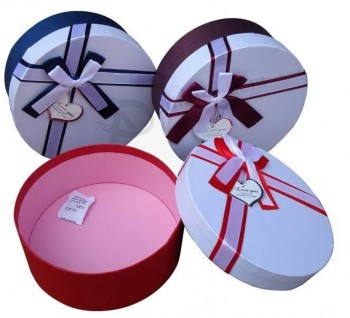 便宜的定制圆形礼品盒用丝带包装