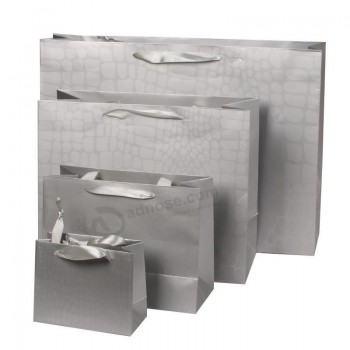 Bolso de regalo de compras de papel personalizado de fábrica con relieve de cocodrilo