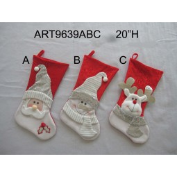Wholesale 20"H Santa, Snowman and Moose Christmas Decoration Stocking