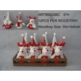 Wholesale 6"H Home Decoration Tree Ornaments in Woodtray Christmas-3asst