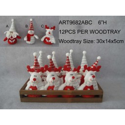Wholesale 6"H Home Decoration Tree Ornaments in Woodtray Christmas-3asst