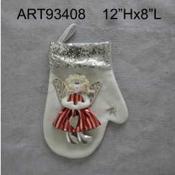 Wholesale Christmas Decoration Angel Mitten Stocking with Brilliant Sequin Cuff