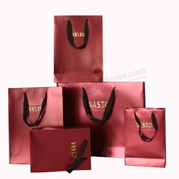 Shopping bag di carta personalizzato a buon mercato con manico in corda