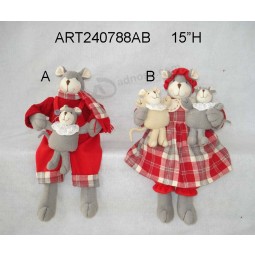 Wholesale Christmas Mouse Parents Carrying Babies Holiday Decoration Gift Crafts-2asst