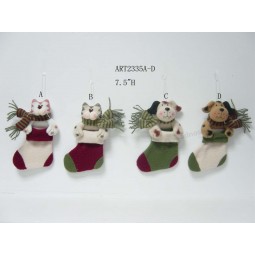 Wholesale Merry Christmas Cat and Dog Stocking Ornaments, 4 Asst-Christmas Decoration