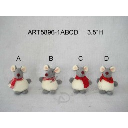 Wholesale 3.5′′h Fleece Christmas Decoration Ornament Mouse -4sst