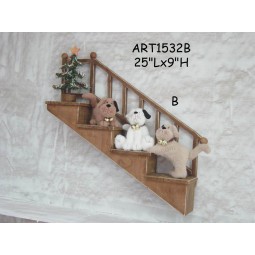 Wholesale 25"Lx8"H Dog Family on Wooden Laders-Christmas Decoration