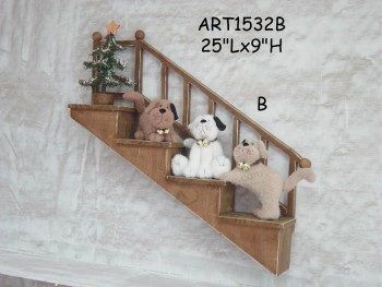 Wholesale 25"Lx8"H Dog Family on Wooden Laders-Christmas Decoration
