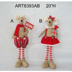 Wholesale Standing Boy and Girl Christmas Decoration Mouse - 2asst