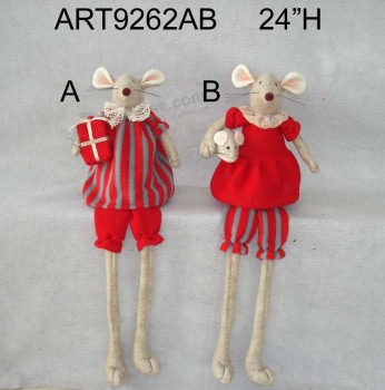 Wholesale Christmas Mouse Decoration Gift Carrying with Baby-2asst-