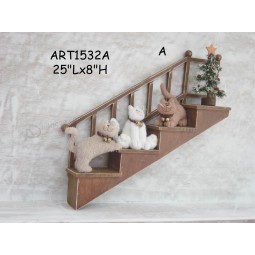 Wholesale Decoration Fleece Cat Friends on Wooden Laders-Christmas Home Decoration
