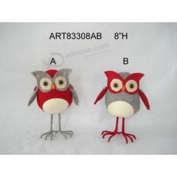 Wholesale Standing Christmas Decoration Owl Toy with Wire Paws-2asst.