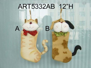 Groothandel kerst kat en hond kous gift-2 asst-Kerstsok