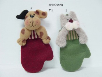 Wholesale 7"H Cat and Dog Mitten Ornament-2 Asst-Christmas Decoration