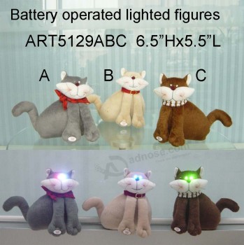 Groothandel schattige harige kat met verlichting ogen-3asst.Kerstverlichting