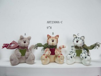 저렴 한 도매 크리스마스 가정 장식 양 털 독서 고양이 -3asst
