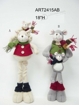 Venda por atacado fleece standing mouse family, 2 asst-Decoração de natal