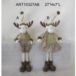 Wholesale Merry Christmas Standing Reindeer Couple with Knitted Shirt-2asst