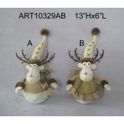 Wholesale 13"H Christmas Decoration Reindeer with Knitted Jacket-2asst