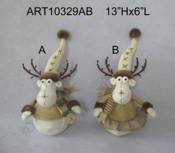 Wholesale 13"H Christmas Decoration Reindeer with Knitted Jacket-2asst