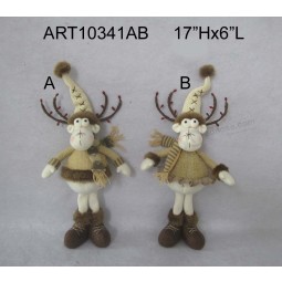Wholesale 17"H Standng Reindeer with Cute Berry Horns, 2 Asst-Christmas Decoration