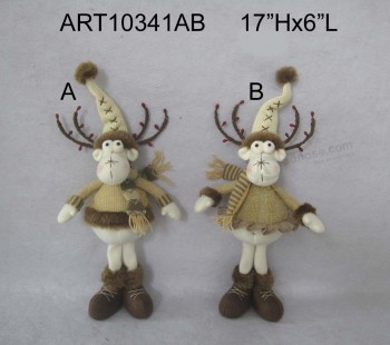 批发17“h standng驯鹿与可爱的浆果角，2助理-圣诞装饰