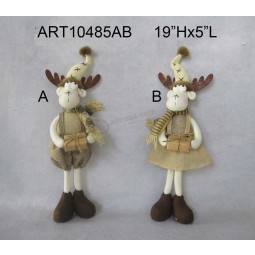 Wholesale 19"H Standing Boy & Girl Reindeer with Gifts, 2 Ass