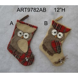 Wholesale Christmas Decoration Stocking Owl, -2asst