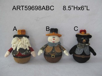 Venta al por mayor Santa muñeco de nieve y oso decoración de vaquero de Navidad