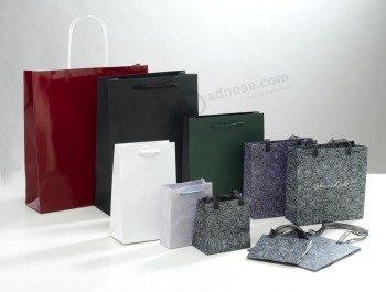 Saco de papel artesanal personalizado de fábrica para fazer compras com alça(SW111)