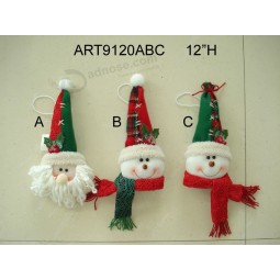 Wholesale 12"H Christmas Santa and Snowman Head Decoration Gift-3asst