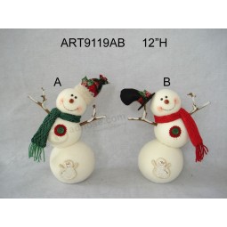 Wholesale 12"H Snowman with Twig Arms, 2 Asst-Christmas Decoration