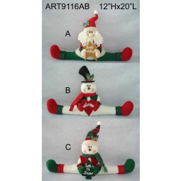 Wholesale 12"Hx20"L Santa and Snowman Doorstopper with Greetings, 3 Asst-Christmas Decoration