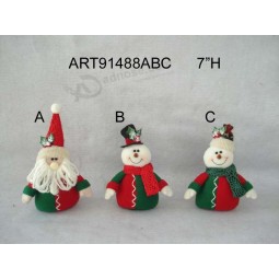 Wholesale 7"H Christmas Floral Santa and Snowman Home Decoration, 3 Asst-