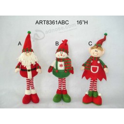 Wholesale 16"H Standing Santa, Snowman and Elf Christmas Decoration Gift-3asst
